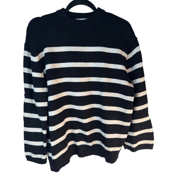 ZARA Striped Small Sweater Black & White Crew Neck Knit - Picture 5 of 12